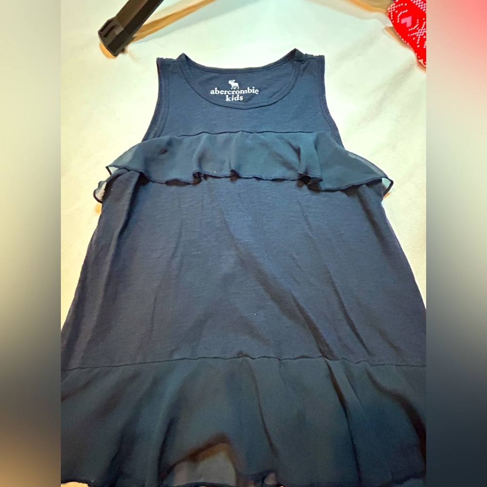 Navy Blue Ruffle Tank-Top